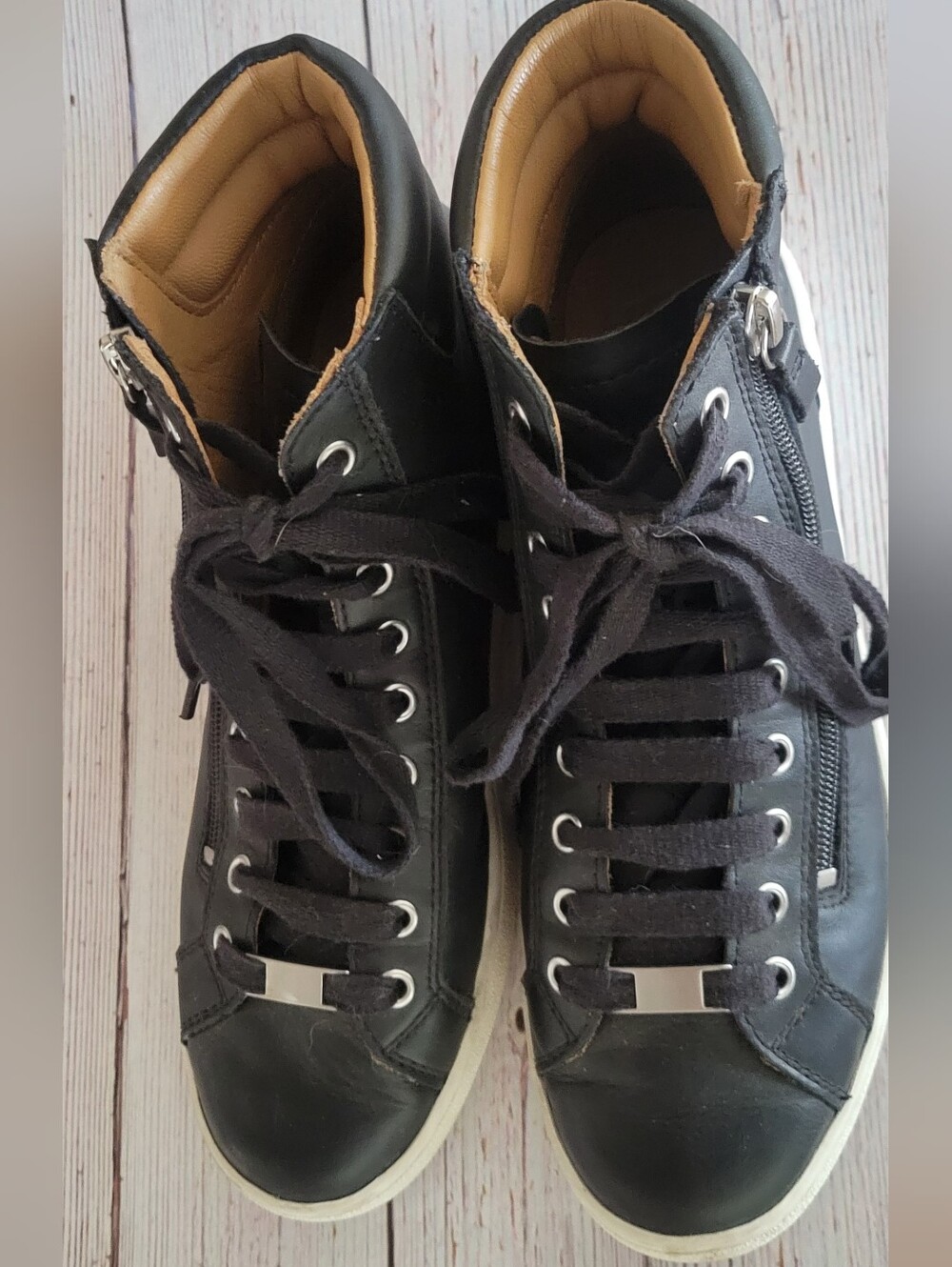 UGG Womens Black High-Top Sneakers with Tan Interior